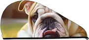 LHBWCVN Cute Bulldog Puppy Hair Towel Wrap for Women Hair Cap Coral Velvet Hair Drying Cap with Button Super Absorbent Hair Drying Towel Quick Dry Hair Turban for Wet Hair Long Thick Hair