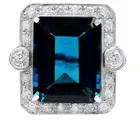 Awesome Emerald Big Royal Blue Sapphire White Lab Created Cubic Zirconia Ring