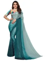 Women's Woven Jari Stripe (Ombre Shade) Georgette Saree with Blouse Piece
