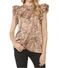 Entro floral & leopard ruffle top Mauve