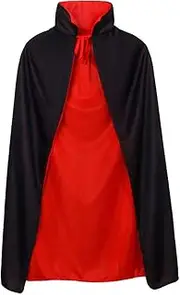 CUSFULL Vampire Dracula Devil Cloak Cape Medieval Reversible Halloween Cosplay Costume Adult Kids 35.5/47.24/55.12inch