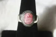 Handmade Native American Navajo Signed Sterling Silver Rhodocrosite Ring