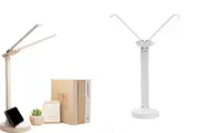 Double Head LED Desk Light Port,Eye-Caring Foldable Touch Control Reading Lamp with 3 Color Modes