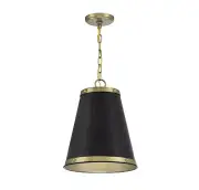 1-Light Pendant in Matte Black with Natural Brass by Meridian Lighting