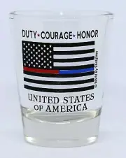 USA Thin Red and Blue Line Flag First Responders Collectible Shot Glass