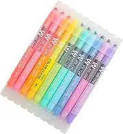 KALLORY 10Pcs Double Ended Erasable Highlighter Pens Versatile Chisel Tip Markers for Note Taking Journaling and Office Supplies Smooth Writing