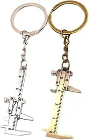 [FOMIYES] 2Pcs Vernier Caliper Keyring Metric Measuring Tool Portable Sliding Caliper Ruler for Precision Measurements Durable Design for Industrial Personal Use