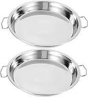 iplusmile 2Pcs Stainless Steel Steaming Plate with Handles Steamed Food Tray for Cooking for Rice Noodles and Appetizers for Kitchen and Events