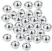 Disco Ball Mirror Ball, 30 Pcs Small Mirror Disco Ball 3cm Diameter, Christmas Ball Ornaments, Cake Party Stage Decoration Ball, Disco Mirror Reflective Ball (Silver)