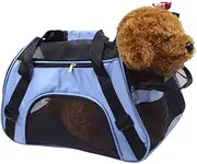 WEKAMOS Portable Pet Carrier Backpack for Dogs Cats Straps Ventilated Mesh Zipped Access for Travel Outdoor Activities Blue S