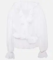 [Dolce & Gabbana] Dolce & Gabbana Ruffled silk chiffon blouse AU 8 white
