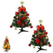 2pcs Tabletop Christmas Tree Artificial Mini Xmas Pine Tree with LED String Lights Xmas Decoration