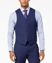 $215 Andrew Marc New York 48 R Men Blue Fit 5 Button Dress Suit Vest Waistcoat