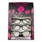 3pr Betsey Johnson Reading Glasses CAT EYE Black w Pink Blush White Trim +1.50