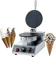 Commercial Ice Cream Cone Maker - 1200W, 50-300°C Adjustable, 0-5 Min Timer, Double-Sided Heating, Stainless Steel Non-Stick - for Ice Cream Shops, Dessert Parlors, Beverage Shops Single