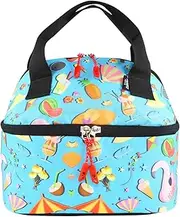 Double Decker Lunch Bag Picnic Theme- Blue | Kids & School Lunch Bag | Lunch Bag for Kids | Lunch Bag for School | Comes with 2 Main Compartment LxWxH :25.5 X 17 X 20 CM