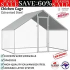 Cage Chicken Coop Large Metal House Chook Ferret Outdoor Galvanised Steel Wire