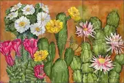 Ceramic Tile Mural Backsplash Mullen Southwest Cactus Floral Art SM038