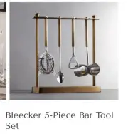 NEW Pottery Barn Bleecker 5-piece Bar Tool Set In Antique Gold Sold Out MSRP $79