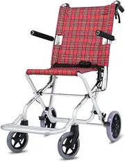 Wheelchair Small Simple Wheelchair, Folding Lightweight Travel Wheelchair,Portable Durable Aluminum Alloy Transport Wheelchair Featherweight Wheelchair (Color : Red)