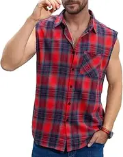 [JG JENNY GHOO] Men's Sleeveless Flannel Plaid Shirt - Light and Breathable, Retro, Suitable for Spring and Summer Casual Wear