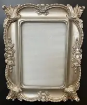New Ornate Silver Tone Resin Portrait Frame With Crystals