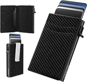 [CHJGLNL] AirTag Wallet for Men, Pop up Card Case, Mens Wallet Card Holder for Air Tag, RFID Blocking, Slim Air Tag Wallet , Top Genuine Leather, Smart, Minimalist , 14 Card Capacity | ID Window | Cash Slot,