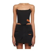Heron Preston Logo Patch Cropped Corset Top XXXS Black