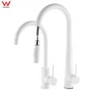 KYLINS White Swivel Pull Out Spout Tall Kitchen Mixer Sink Faucet Tap