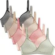[Happy Cherry] Teens Training Bras for Girl Adjustable Cotton Bra with Padded Soft Lightly Wireless Training Bra Pack of 6