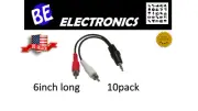 10x 6 inches 3.5mm 1/8" Male Stereo Mini plug Jack TO 2 RCA male Audio cable