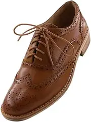 [JARO VEGA] Women's Comfort Leather Sole Perforated Lace Up Wingtip Vintage Handmade Oxford Flats Shoes