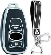 KUNIO TPU Car Key Fob Cover Case Fit for Subaru Forester BRZ Legacy B4 XV Outback Keychain Key Holder Key Cover 3 Button, A Black, A Black