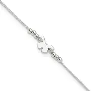Sterling Silver Polished 9In Plus 1In Ext Butterfly Anklet