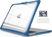 IBENZER Heavy Duty Case for 2025 2024 2023 MacBook Air 15 inch M4 A3241 M3 A3114 M2 A2941, Hexpact case with ScreenFilm &KeyboardCover, Protective Cover for Mac Air 15.3, NavyBlue, HPE-AT15-NVBL+2