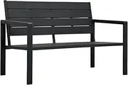 Garden Bench 120 cm HDPE Black Wood Look Patio Seating