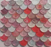 red glass mosaic indoor or outdoor tiles pebble floral