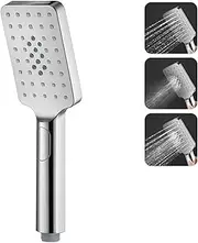 ACA International 3-Modes High Pressure Handheld Shower Head Square ABS Plastic Handheld Shower Rain Massage Spray Shower Head for Bathroom WELS Approved (Chrome)