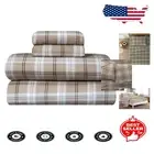 Richmond Checkered King Size Bed Set - Soft 4 Piece Cotton Sheet Collection