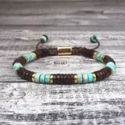 Natural Coconut Shell Beads Bracelet Turquoise Jasper Bracelet for Protection