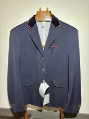 Alessandro Albanese Made in Italy Navy Coat with White and Red Trim