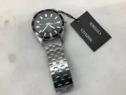 Citizen Men's Watch NWT Silver & Black, subtle vertical lines G112-S114349