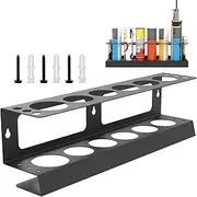 DaMohony Hand Caulking Gun Holder, Heavy Duty Carbon Steel Wall Mount Caulking Gun Storage Rack Holds 5 Tubes and Caulking Nozzle for Garage, Workspace