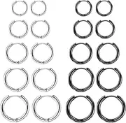 10 Pairs Earring Sets for Multiple Piercing, ALEXCRAFT 14K Gold Plated Studs Earrings Hoops Set Hypoallergenic Lightweight Small Hoop CZ Stud Earrings for Women Men
