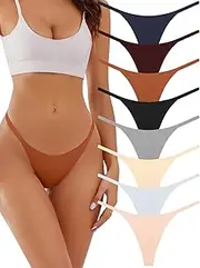 [linccure] Seamless G-string Thongs for Women - No Show Thong Underwear Stretch Breathable Low Rise Panties 8 Pack