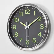 Aerfas 12 Inches Night Light Wall Clocks - with Silent Non-Ticking Glowing Function - Big Solid Numbers Easy to Read Both Day and Night