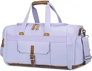 [Bluboon] Weekender Overnight Duffel Bag with Shoes Compartment for Women Men Canvas Weekend Travel Tote Carry On Bag, Purple