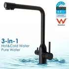 WELS 3 Way Kitchen Mixer Pure Drinking Water Sink Tap Laundry Basin Faucet Black