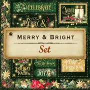 Graphic 45 MERRY & BRIGHT (8 Sheets) 12x12 Paper Collection Set Christmas