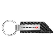 Dodge in Full-Color Carbon Fiber Texture Black Leather Strap Key Chain Key-Ring